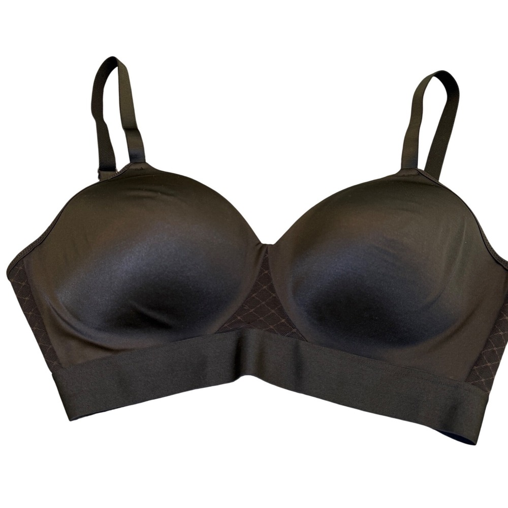 Bali Comfort Revolution Wirefree Bra Black 36DD 3458 Mesh Detail Support